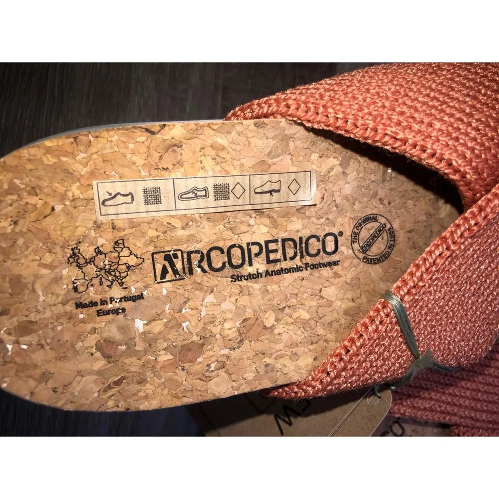 Arcopedico Sandals Women's 7 Brick Orange Knit Cork Footbed Pantanal 38‎ NEW